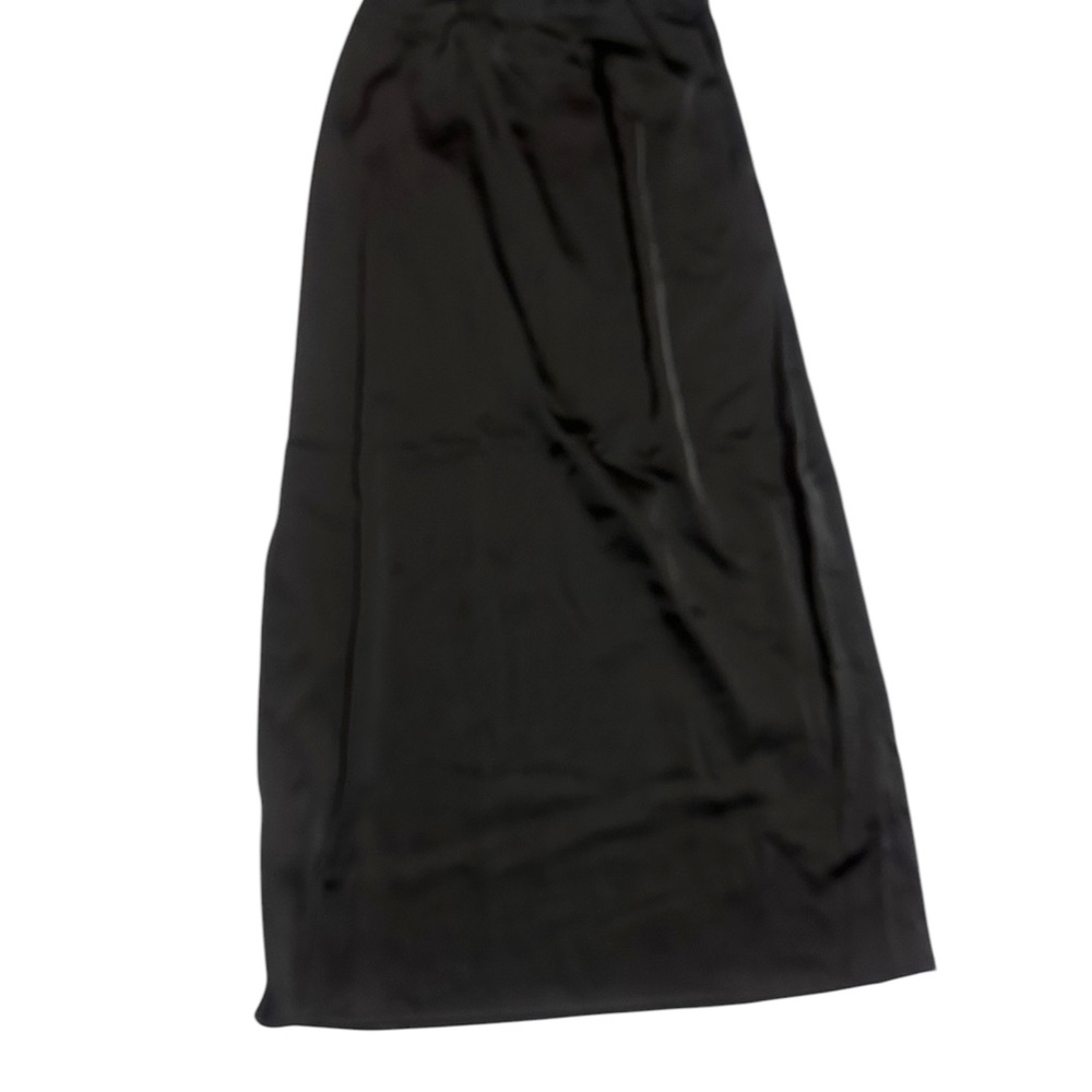 House of Harlow 1960 Black Satin Maxi Skirt with Slit and Zipper/Small